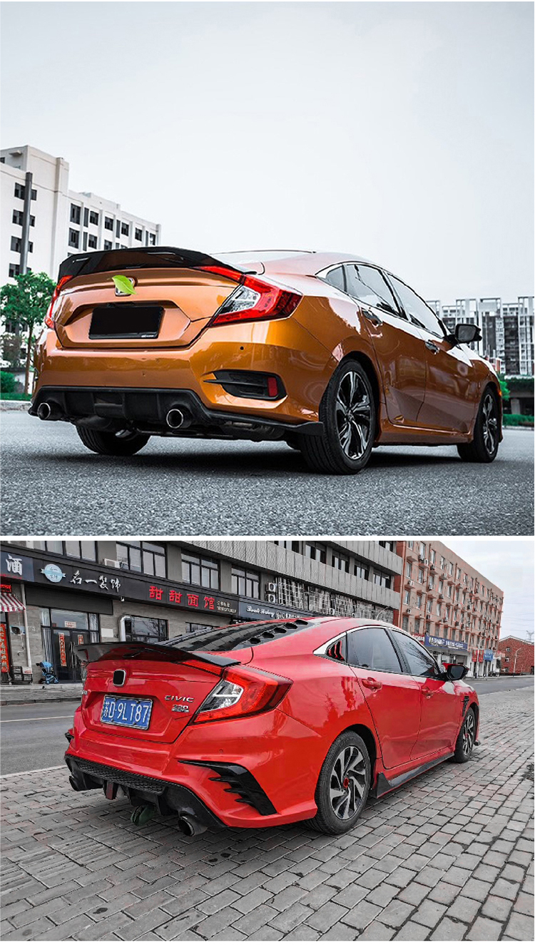 适用于1620款十代思域尾翼改装r款免打孔尾翼大鸭尾翼运动跑车翼大压