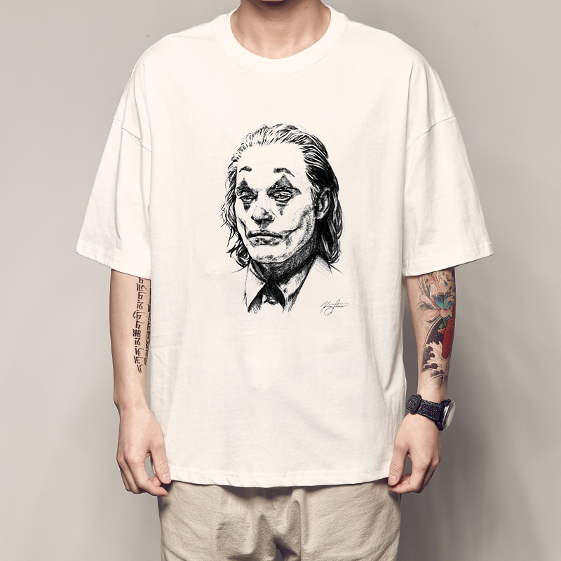 稚彼小丑t恤t joker杰昆短袖希斯莱杰wh so serious衣服周边 白色