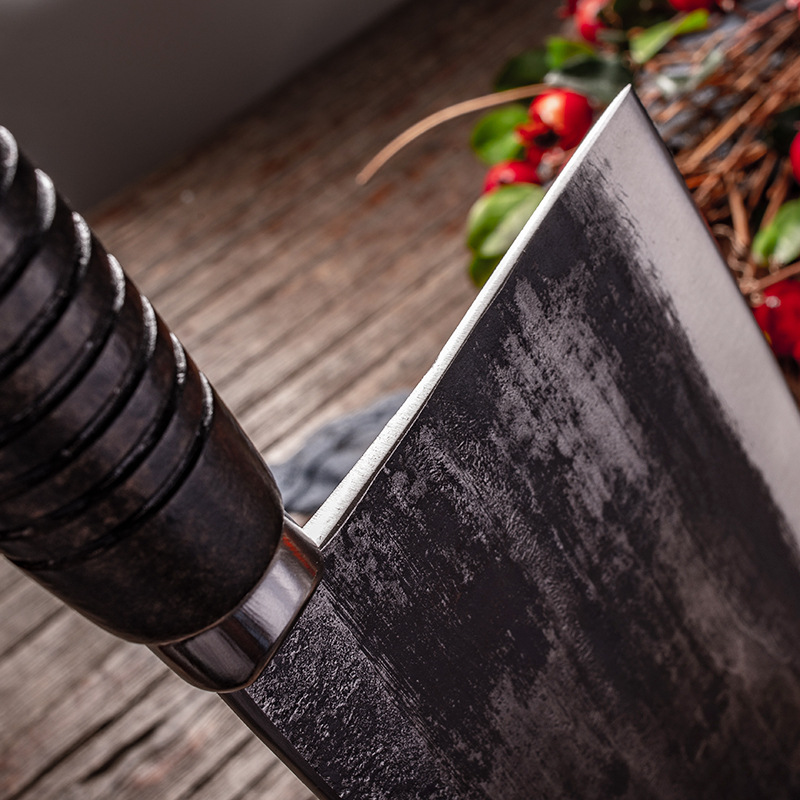 手工锻打菜刀九江弯刀厨师用厨房斩鸡鸭烧腊刀熟食刀商家用斩切刀龙泉