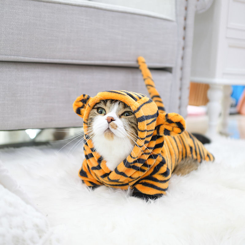 梦茜儿新品猫咪衣服网红猫咪衣服老虎装秋装防掉毛狗狗英短蓝猫柯基