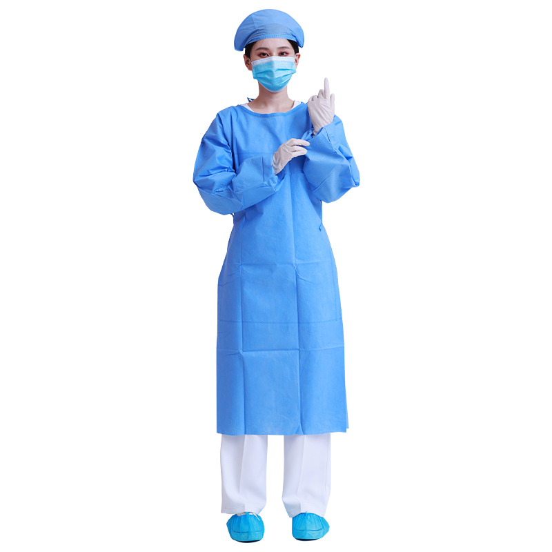 医用一次性隔离衣防护衣防护服蓝色反穿衣褂式医护病菌手术衣 【挂式