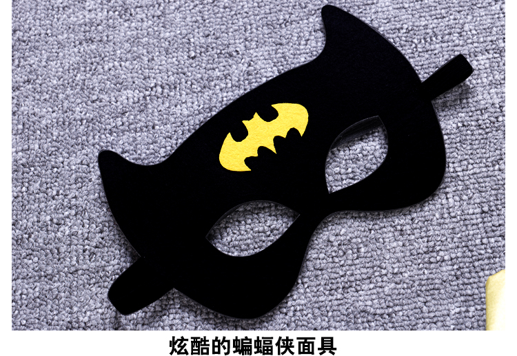 2021万圣节儿童服装男童蝙蝠侠秋小孩披风套装潮眼罩衣服 黑色 t838