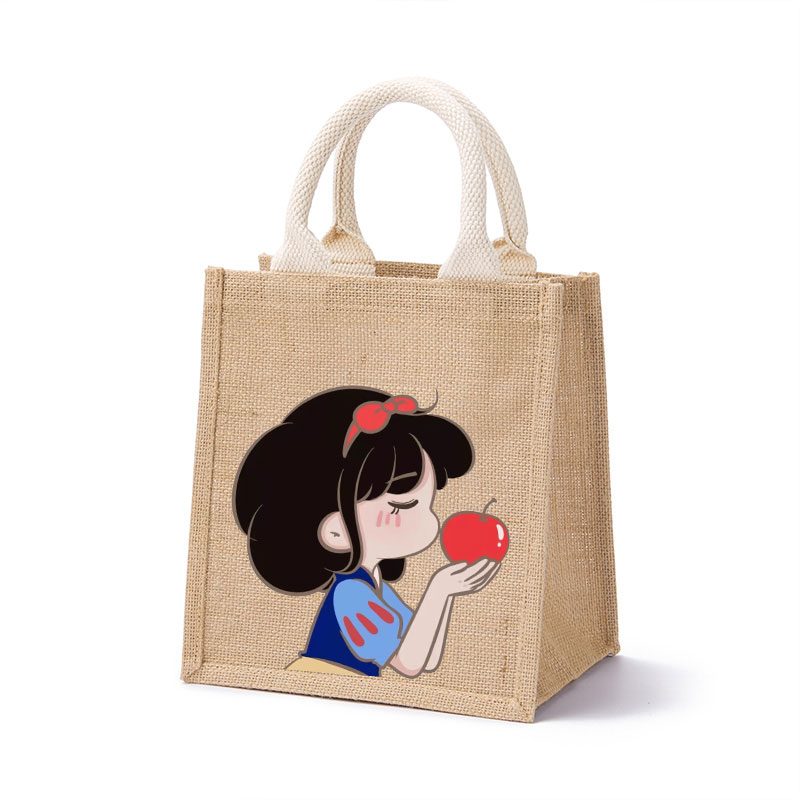 餐包小学生卡通diy涂鸦麻布袋帆布包学生可爱带饭餐包棉麻日式卡通