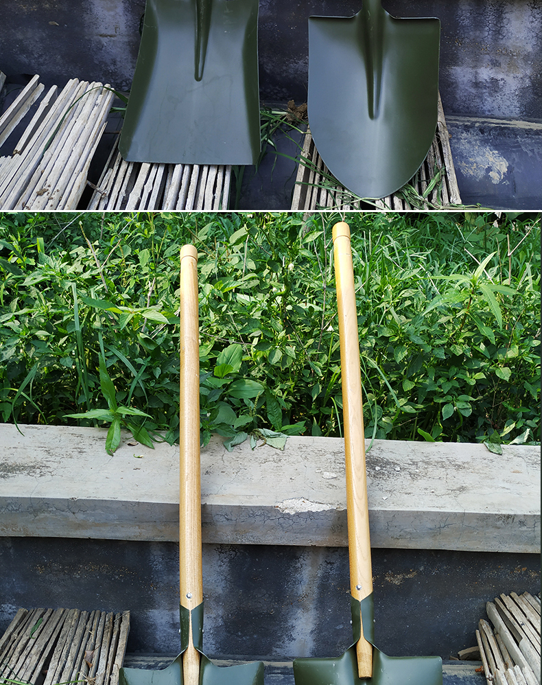 6411工厂大号战备铁锹木把大钢锹尖锹方锹铲子工兵铲平锹车载尖锹