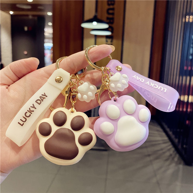 卡通创意猫爪钥匙扣女可爱少女心钥匙链汽车挂饰书包挂件毕业礼物橘黄