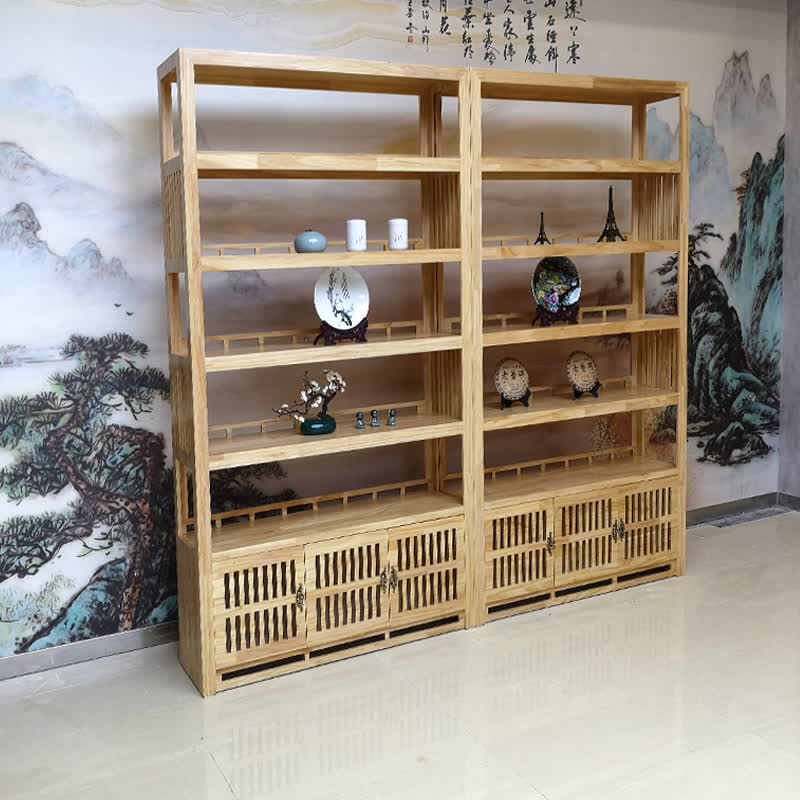 茶叶展示柜实木古董瓷器产品货架中式茶叶柜茶室展示架多宝阁定制
