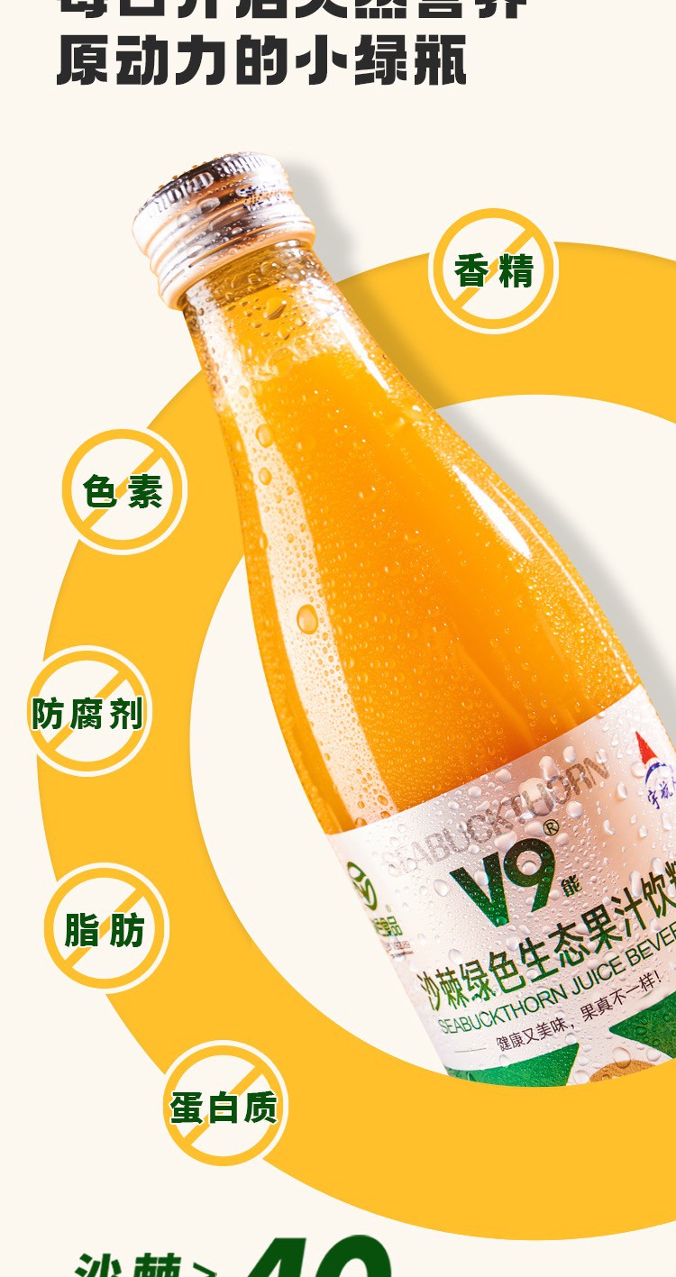 300ml×12瓶 宇航人v9沙棘汁原浆生态果汁绿色食品鲜果风味饮料 芒果