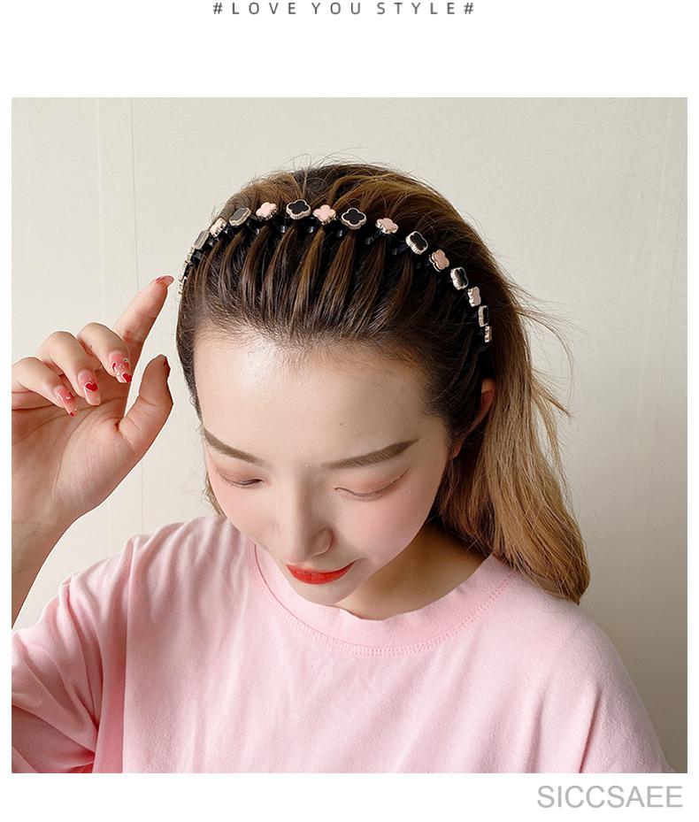 siccsaee网红发箍女夹简约水钻梅花波浪发卡成年洗脸压发防滑带齿发夹