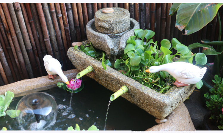 假山流水喷泉鱼池室外假山喷泉流水景观鱼池鱼缸水池阳台庭院花园室外