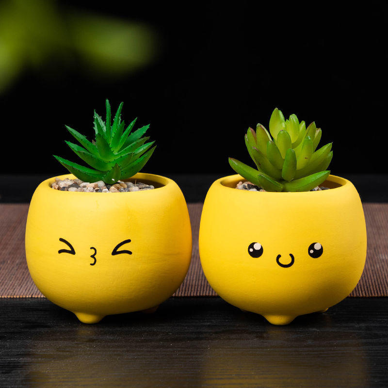 其六 陶瓷多肉花盆小号迷你植物可爱小盆套装创意个性卡通绿植瓷盆