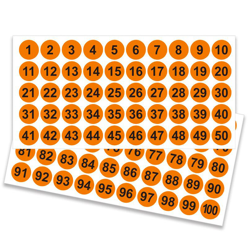 毅踏10大张包数字圆点贴纸标签1至100编号办公存储分类标码贴纸黄色10