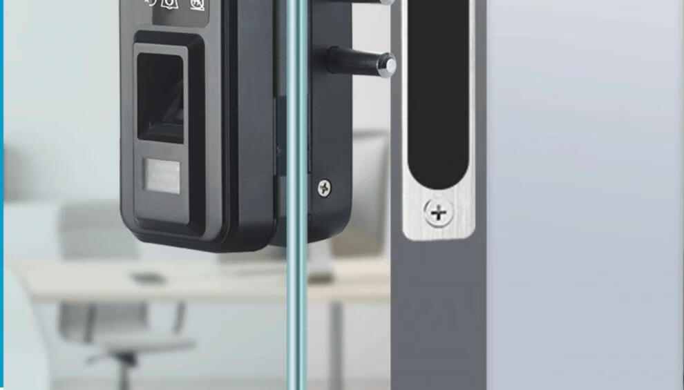玻璃门指纹锁免开孔办公室密码锁单双开无框门锁防盗门智能锁门禁单开