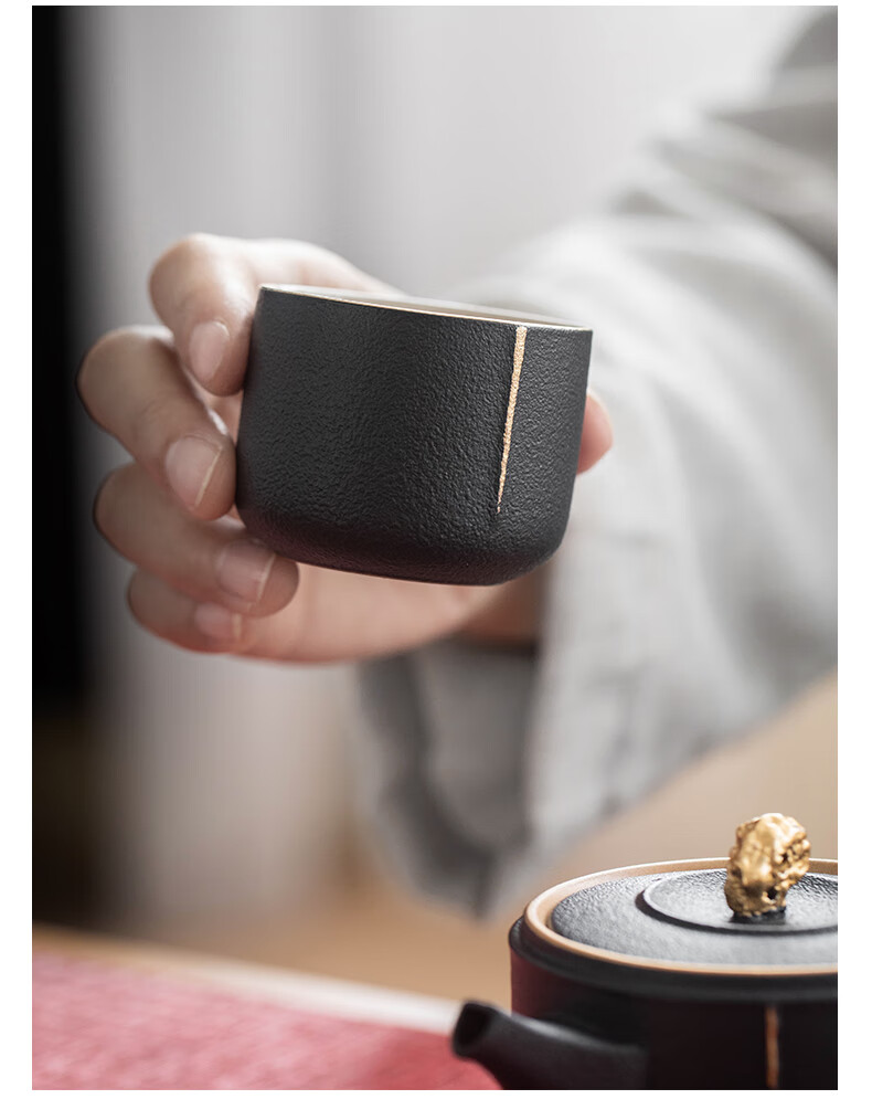 小罐茶茶具套装叁旬轻奢黑陶茶具套装家用客厅小套功夫茶具办公室泡