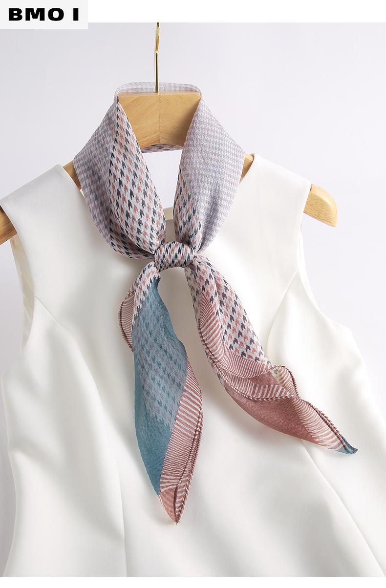 夏天重磅日常款真丝小方巾丝巾女高级感围脖纱巾女夏季薄款桑蚕丝围巾