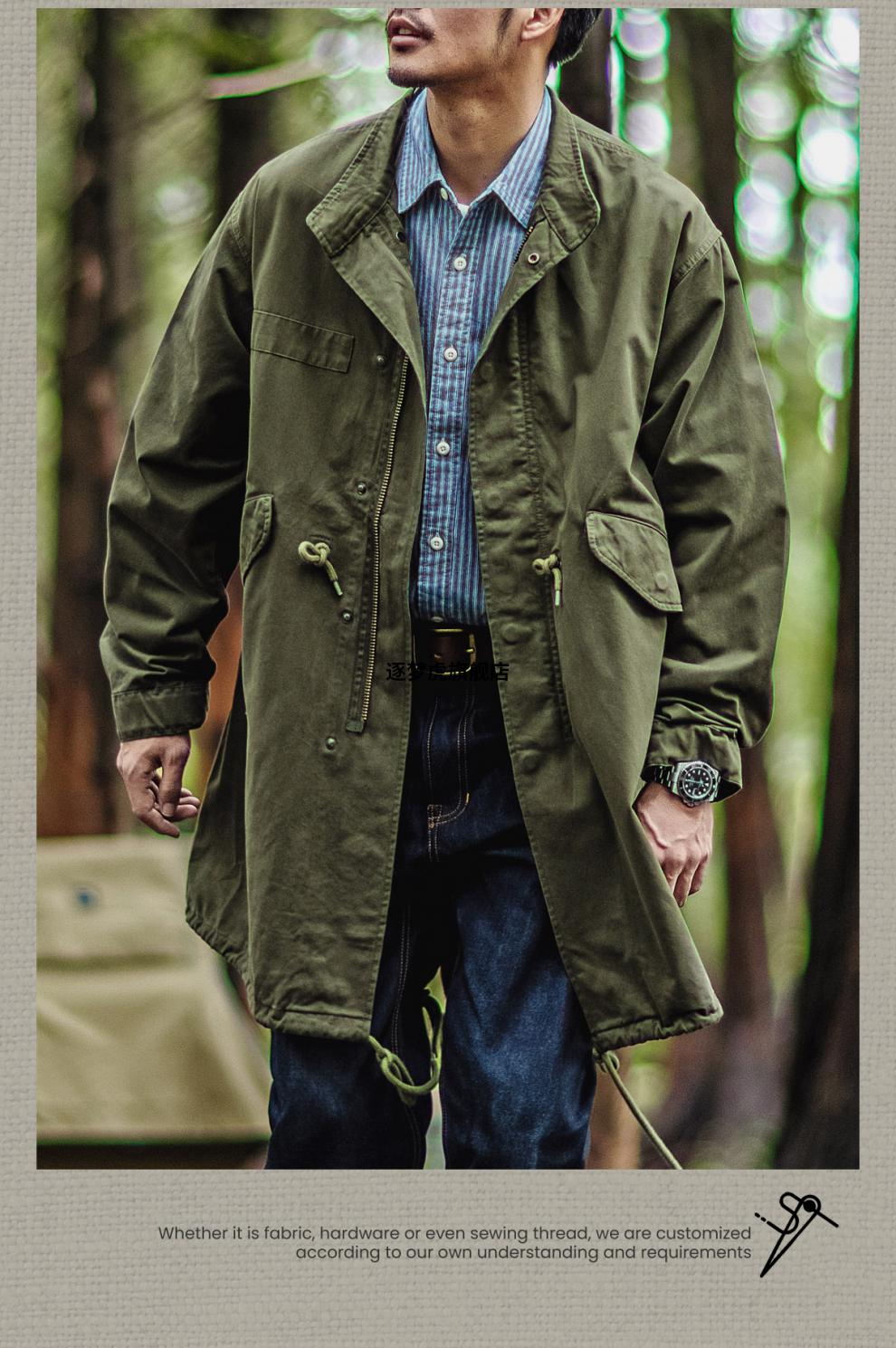 【2022新款】stk野奢 二战m51鱼尾派克服中长款风衣外套男美式复古工