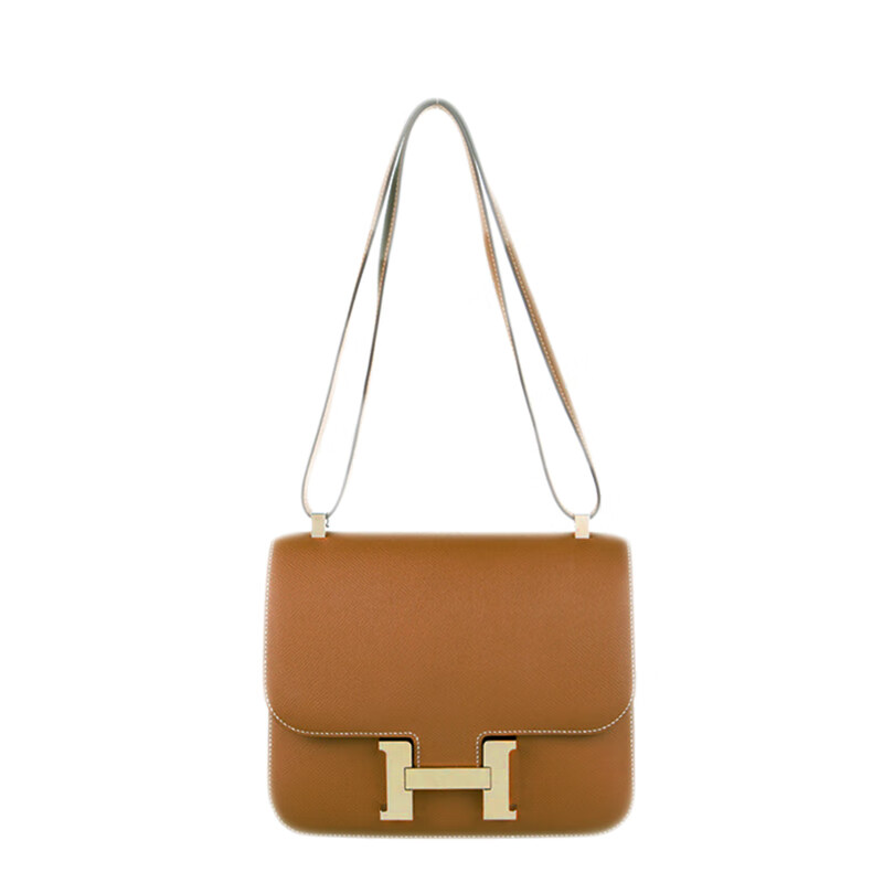 【包税】hermes/爱马仕 经典constance mini系列 女士金棕色epsom皮革