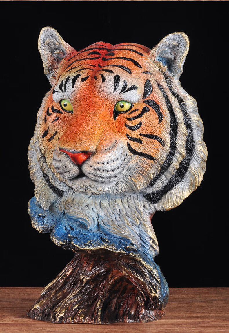 莲善堂彩铜老虎头摆件生肖虎家居客厅电视柜书房装饰