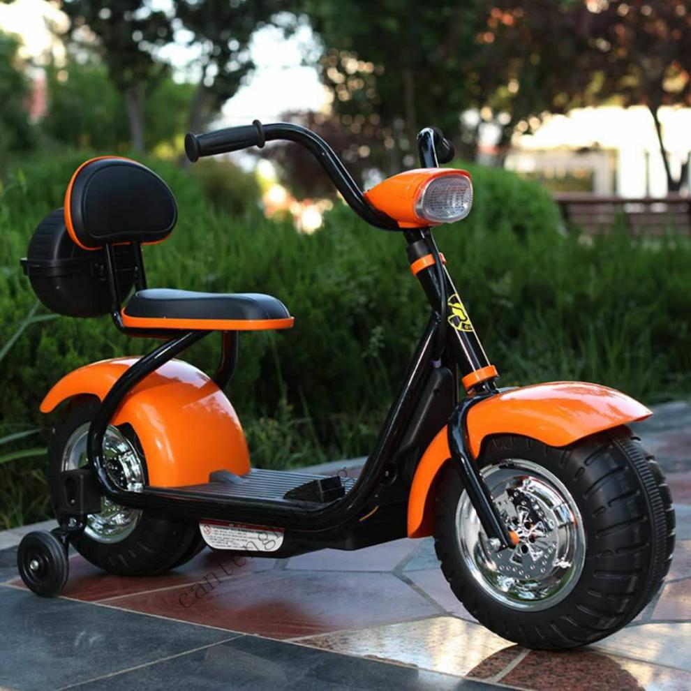 哈雷儿童电动摩托车三轮车258岁男女孩宝宝可坐充电瓶玩具车白色