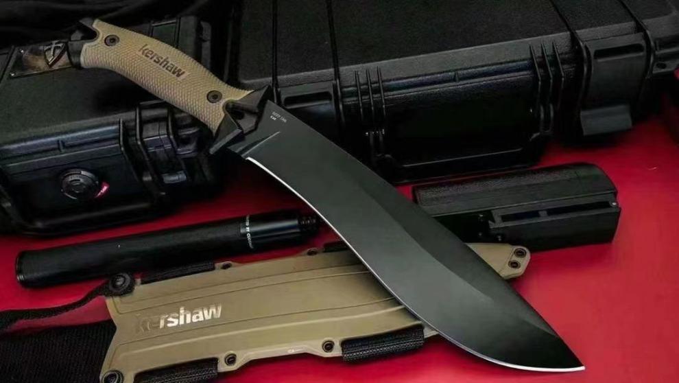 cklde尼泊尔军弯刀大号长刀户外刀具战术工刀高硬度防身随身刀 卡其色