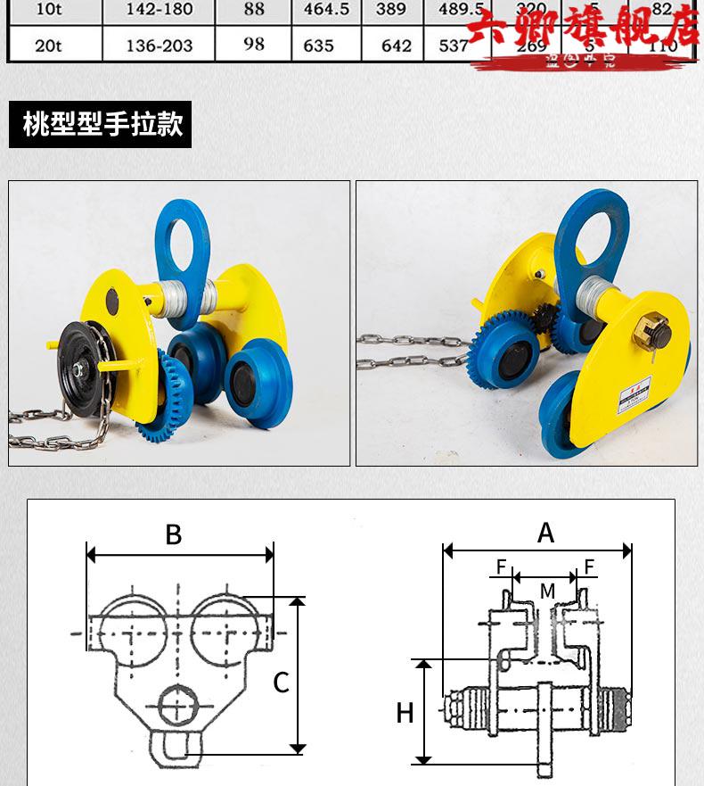 单轨小车/手拉跑车/单轨行车/工字钢滑车/小跑车1t/2t/3t/5t 手推3吨