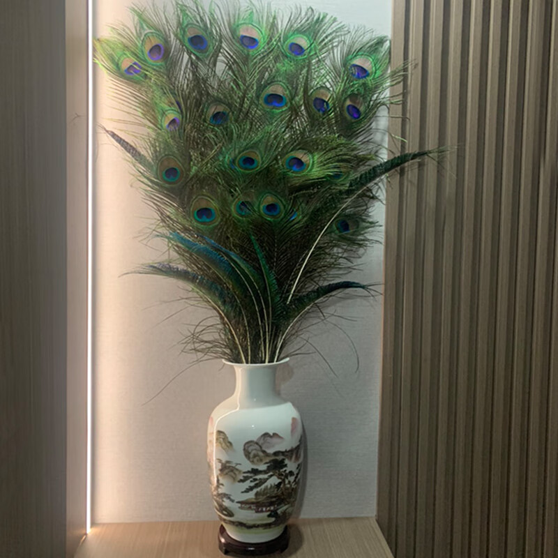孔雀尾羽 家居饰品摆件孔雀羽毛花瓶孔雀毛真羽毛孔雀翎尾婚庆装饰品