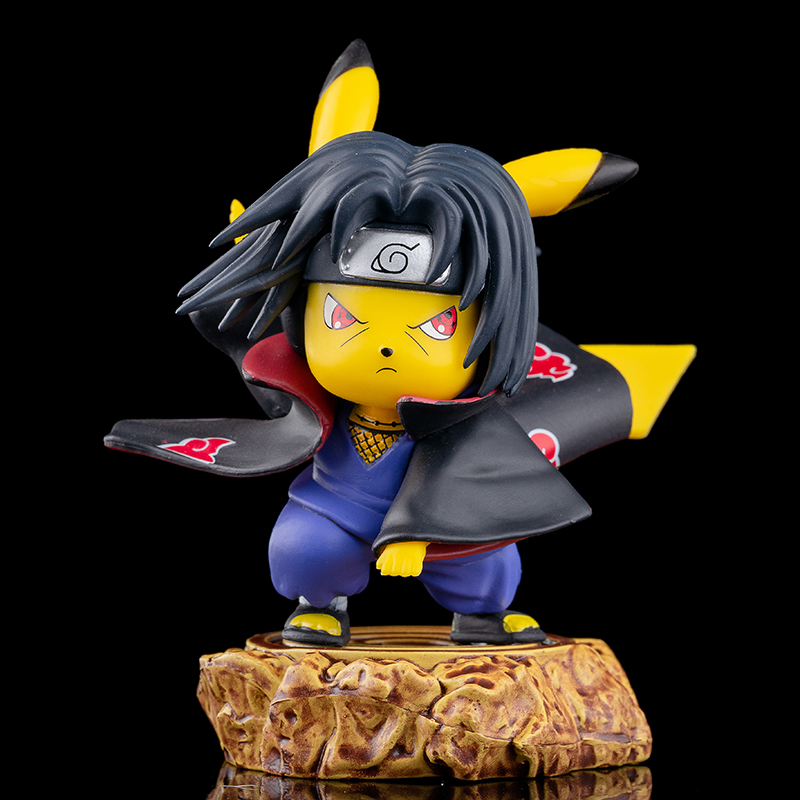 皮卡丘cos宇智波鼬车载摆件火影忍者动漫手办公仔q版机箱模型汽车装饰