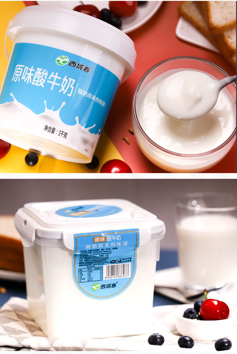 新疆西域春酸奶老酸奶大桶 2斤 新疆酸奶西域春大桶酸奶水果捞原味
