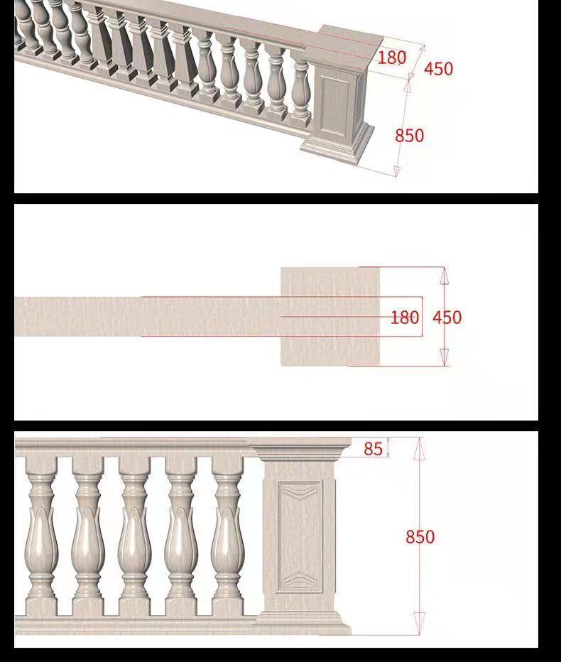 栏杆模具阳台栏杆别墅现浇花瓶方形花瓶柱水泥柱围栏护栏建筑模具花瓣