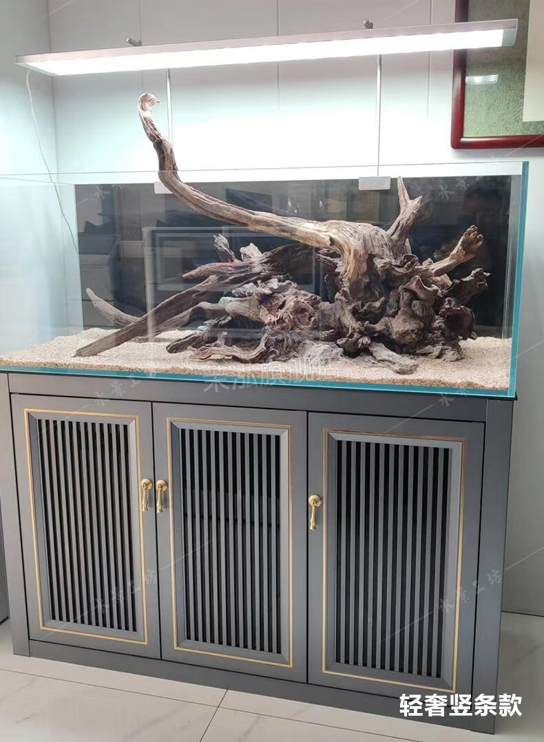 鱼缸架轻奢 定制 铝合金底柜鱼缸独立式轻奢中式客厅落地家用鱼缸草缸