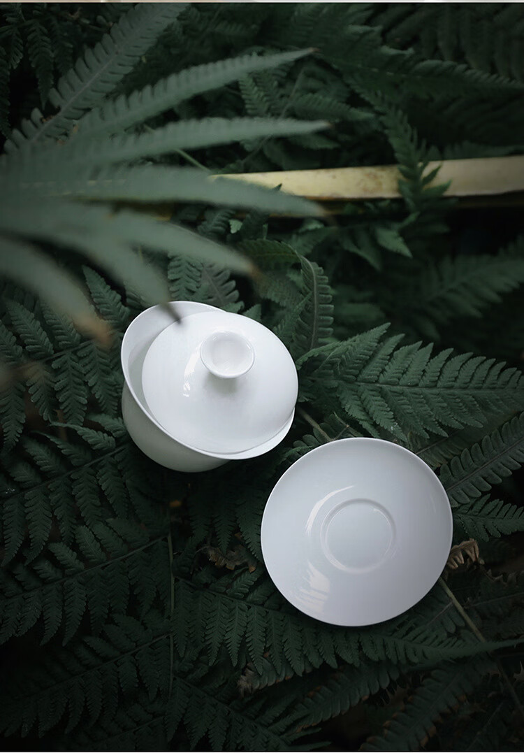 骨瓷茶具潮州骨瓷三才盖碗功夫茶具套装家用茶碗高密度轻薄高透光陶瓷