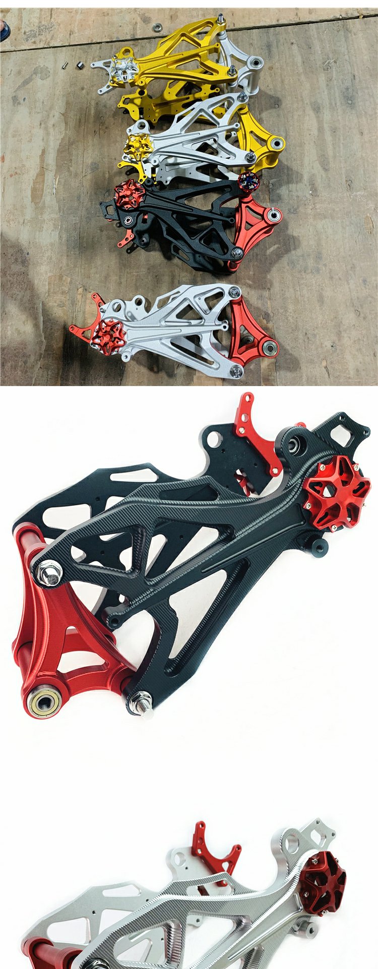 莲花龙骨排骨平叉 cnc铝合金后平叉定做 小牛莲花平叉全金色【图片