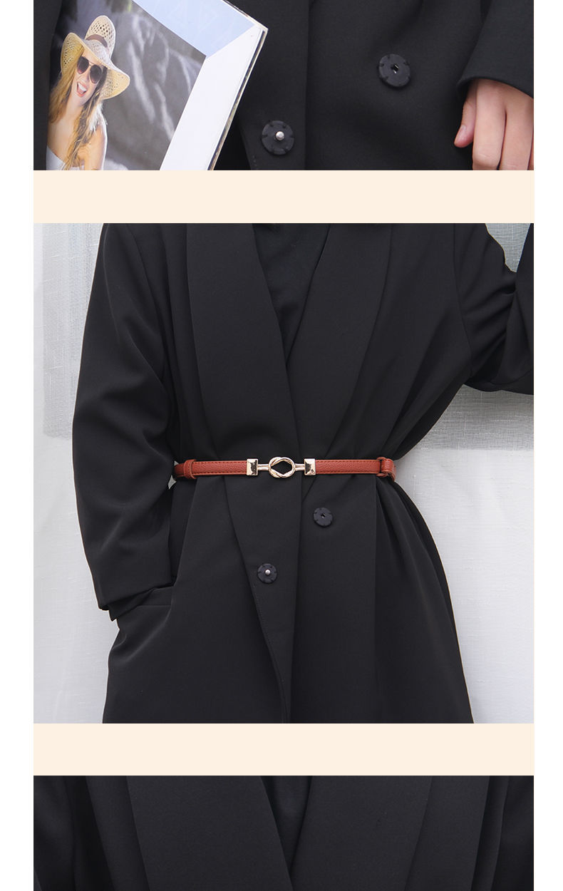 精选简约百搭女士细腰带时尚风装饰皮带配大衣收腰腰链哈璐亚a113咖啡