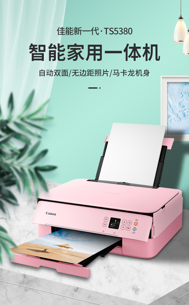 佳能(canon)ts5380彩色喷墨打印机复印扫描一体机连供无线照片家用