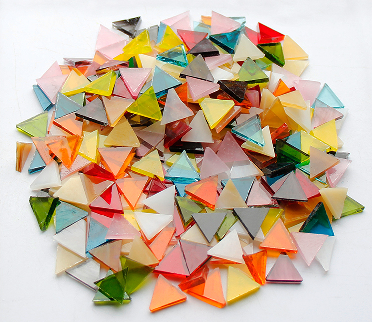 三角形云母片马赛克手工diy彩色玻璃教堂蒂凡尼材料烛台土耳其灯黑白