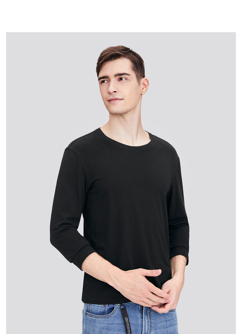 2021秋冬新款男士纯棉长袖t恤圆领纯色休闲上衣打底衫 灰豆绿 xxl