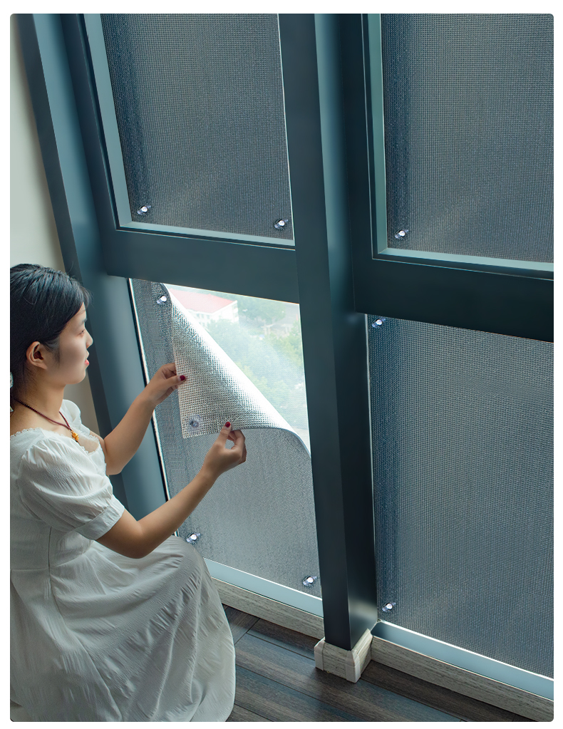 玻璃窗遮阳窗帘免打孔阳台窗户玻璃防晒遮光帘厨房隔热办公室阳光房