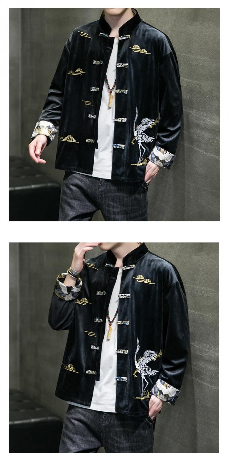 北方虎道服居士服秋冬新款大码中国风男装唐装外套男盘扣灯芯绒汉服