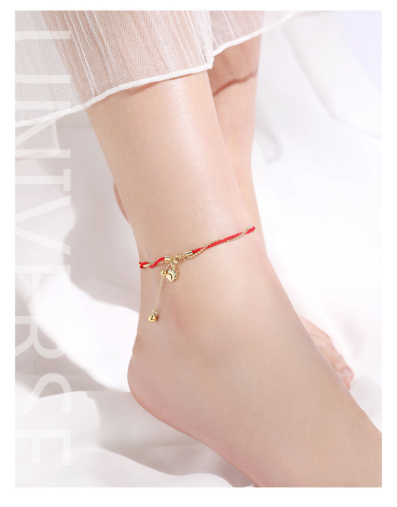 脚链女ins众红绳足链送女友生日礼物2022新款 猫爪脚