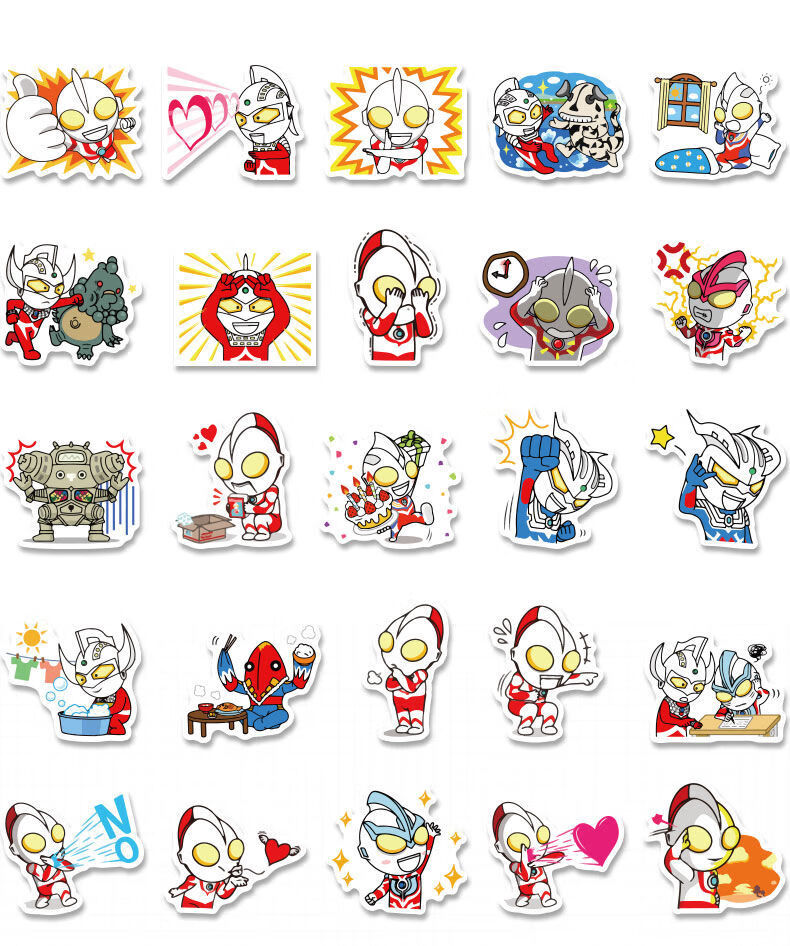 50张卡通奥特曼儿童贴纸怪兽幼儿园奖励宝宝男孩防水贴画粘贴玩具50张