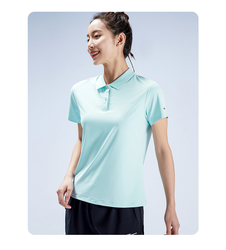 鸿星尔克短袖女运动t恤女装2022夏季半袖polo翻领透气速干t恤衫女