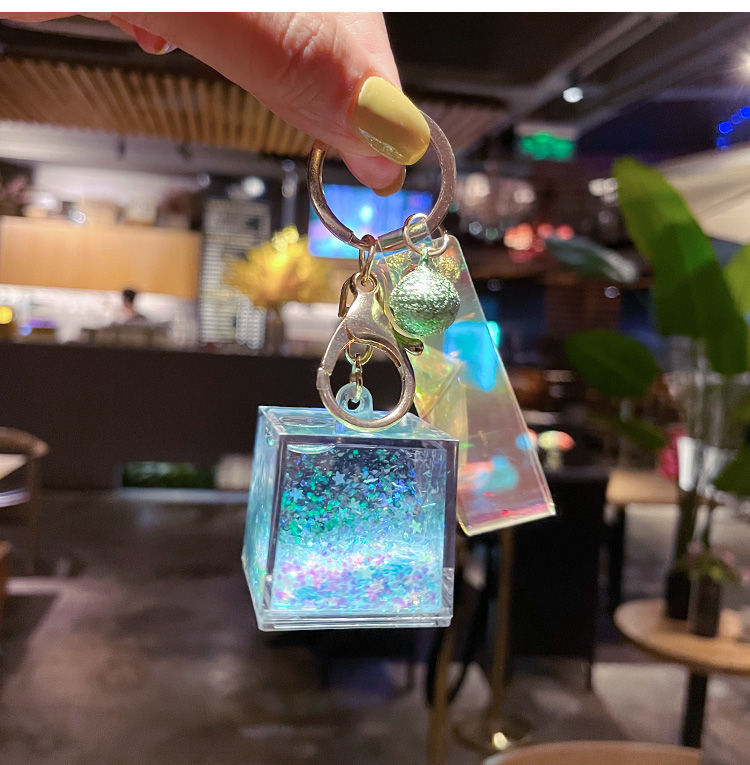 水晶香水液体漂浮卡通玩偶可爱网红包香水挂件情侣re漂流许愿瓶流沙黄