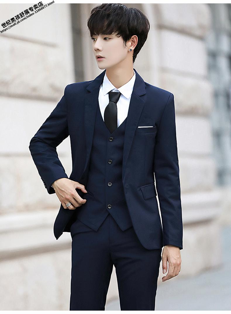 boy广州十三行石井男装正装西服套装男修身帅气韩版潮流外套黑色大学