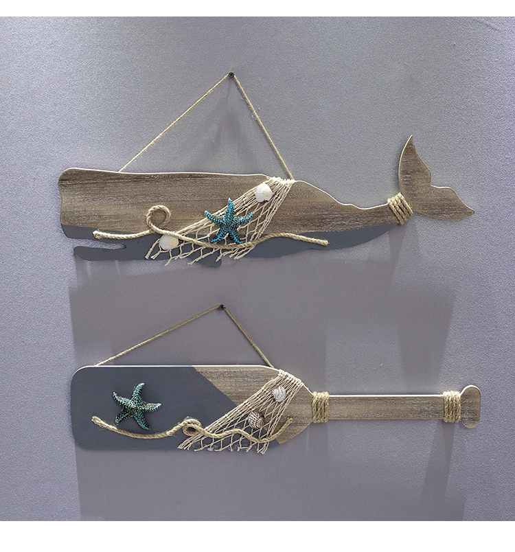 齐飞扬地中海风格鱼形装饰品鱼骨挂牌挂件海马鲸鱼挂饰复古海洋风墙