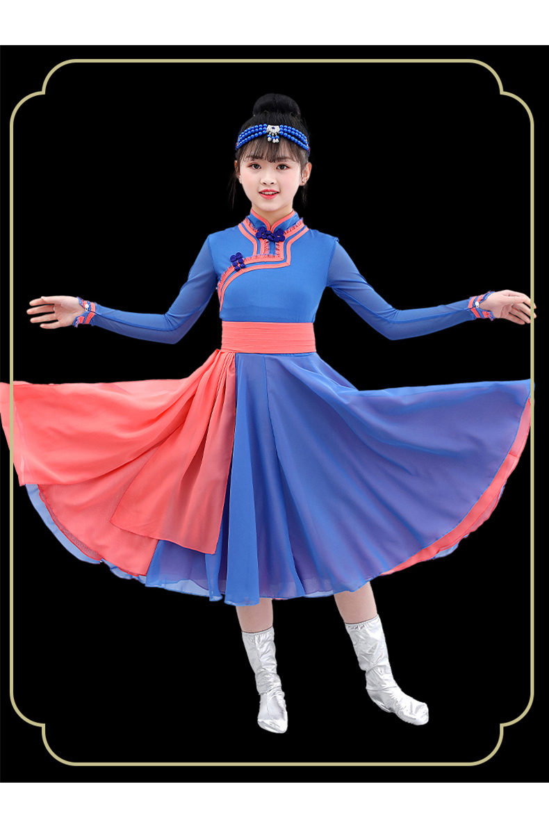 儿童蒙古族演出服装 少数民族服装男蒙古族舞蹈服六一儿童演出服筷子