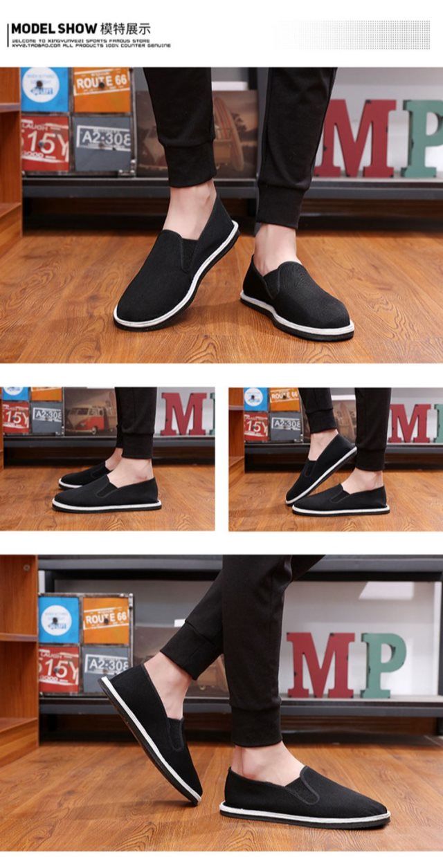 鞋子中式布鞋男小花园布鞋男经典款学生布鞋男懒人鞋洋气平底四 