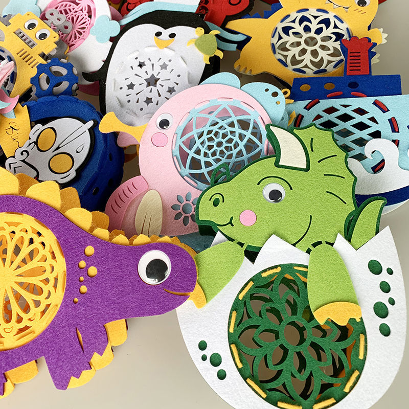 中秋不织布儿童卡通手提音乐杆灯笼幼儿园早教子无纺布手工制作 ufo