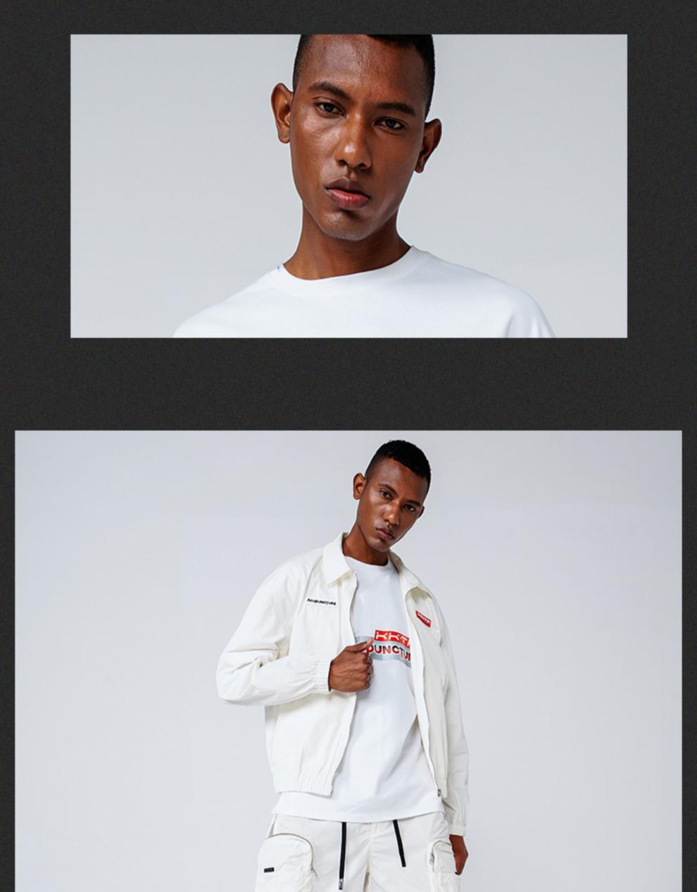 acupuncture春季男装夹克kktp联乘短款印花外套修身101m57061211白色s