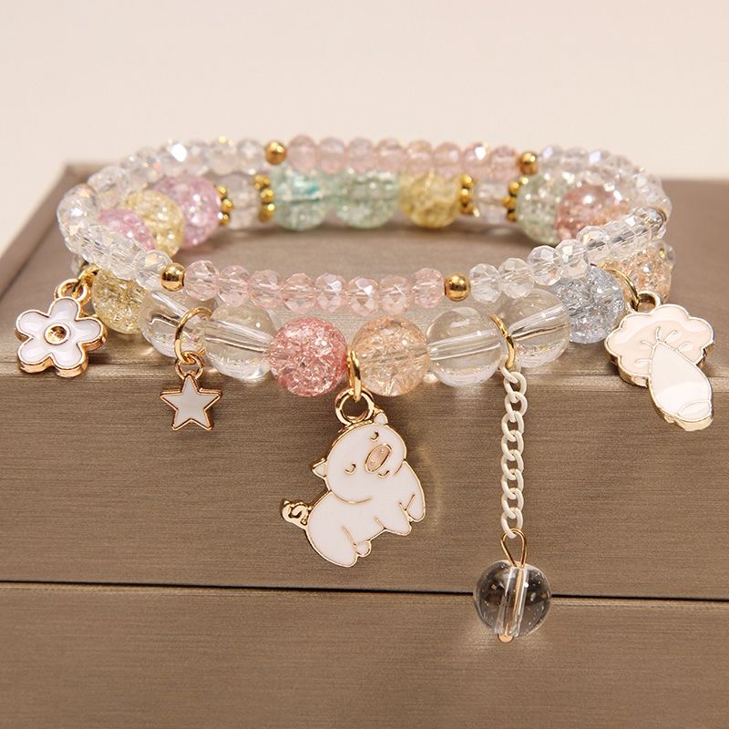 伴生福儿童手链女公主水晶手环闺蜜一对松紧带甜美小学生日礼物手串手
