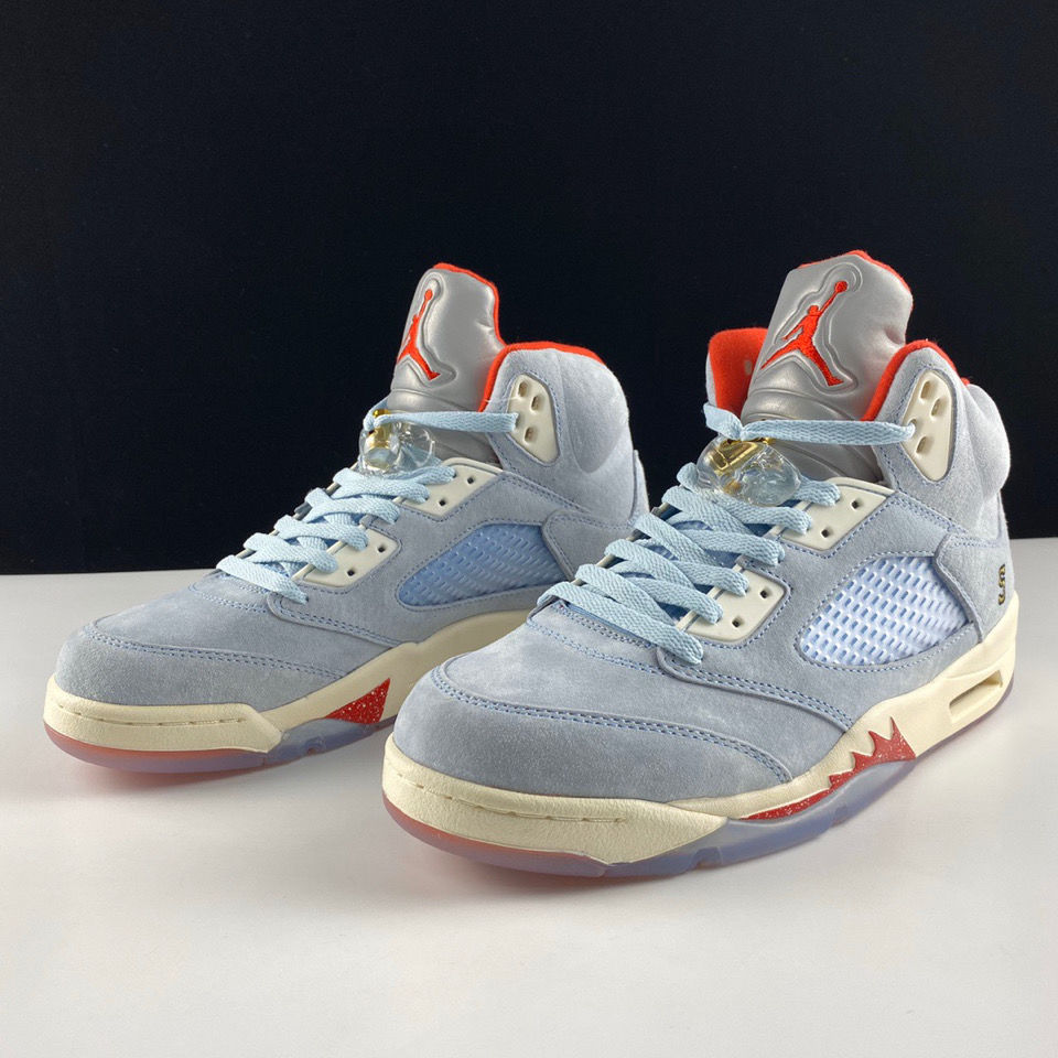 纯原级aj5冰蓝高帮休闲百搭乔5男女情侣球鞋学生党时尚设计冰蓝36