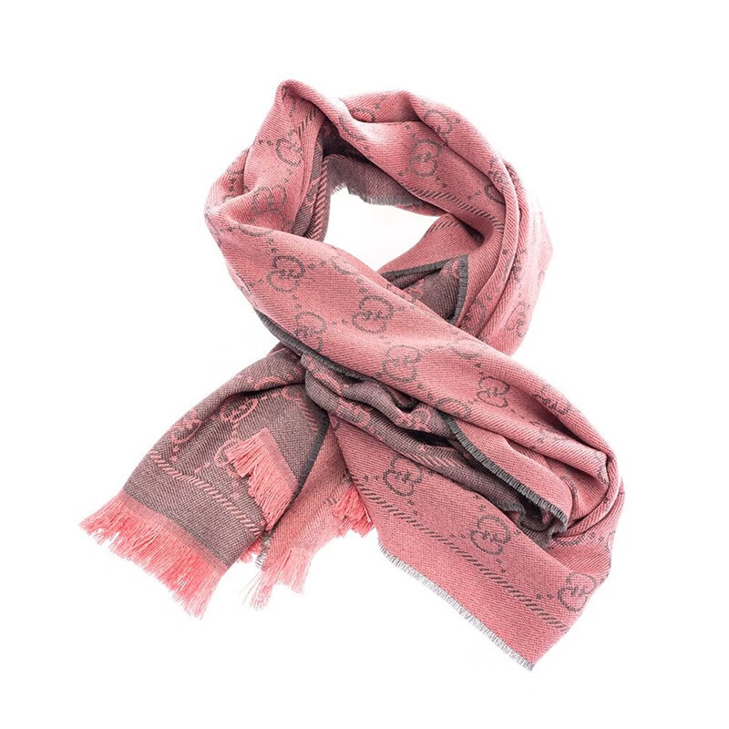 gucci古驰男装男女通用新款羊毛双g提花图案流苏边士时尚情侣围巾